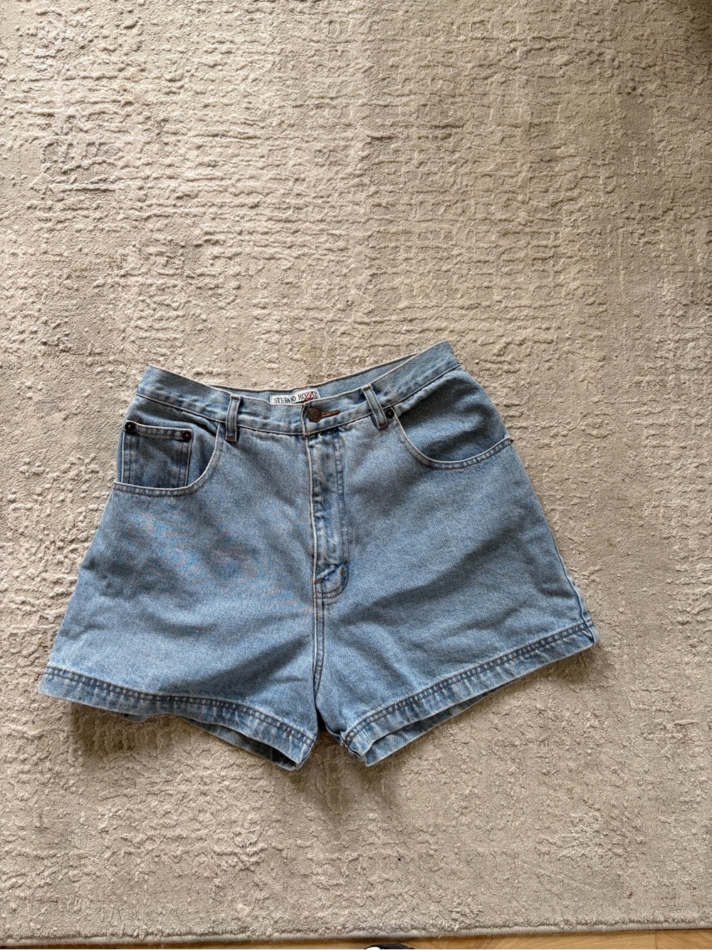 High-Waist Light Blue Denim Shorts
